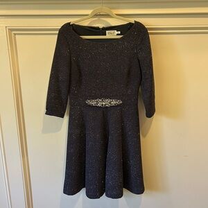 Eliza J Black Glitter 3/4 Sleeve Dress